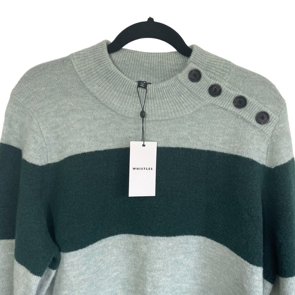 Whistles Stripe Button Neck Jumper Stripes Size Medium NWT - Picture 5 of 14